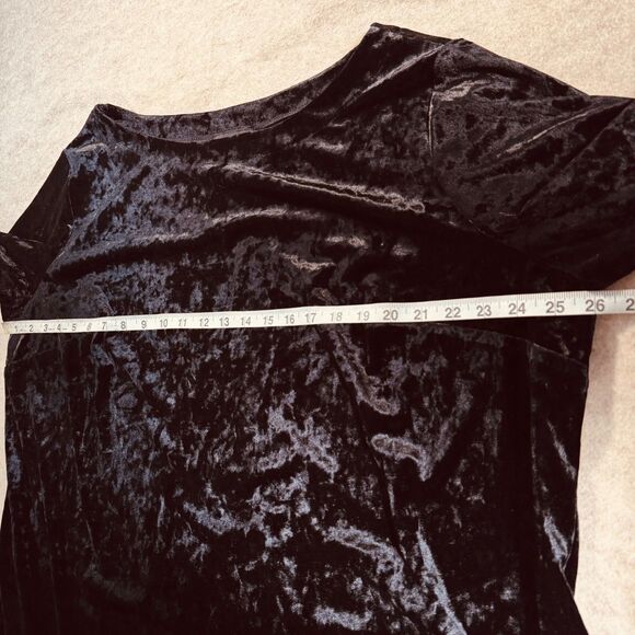 Black velour velvet bell sleeve tunic top womens 3X whimsigoth peasant holiday - Picture 5 of 8